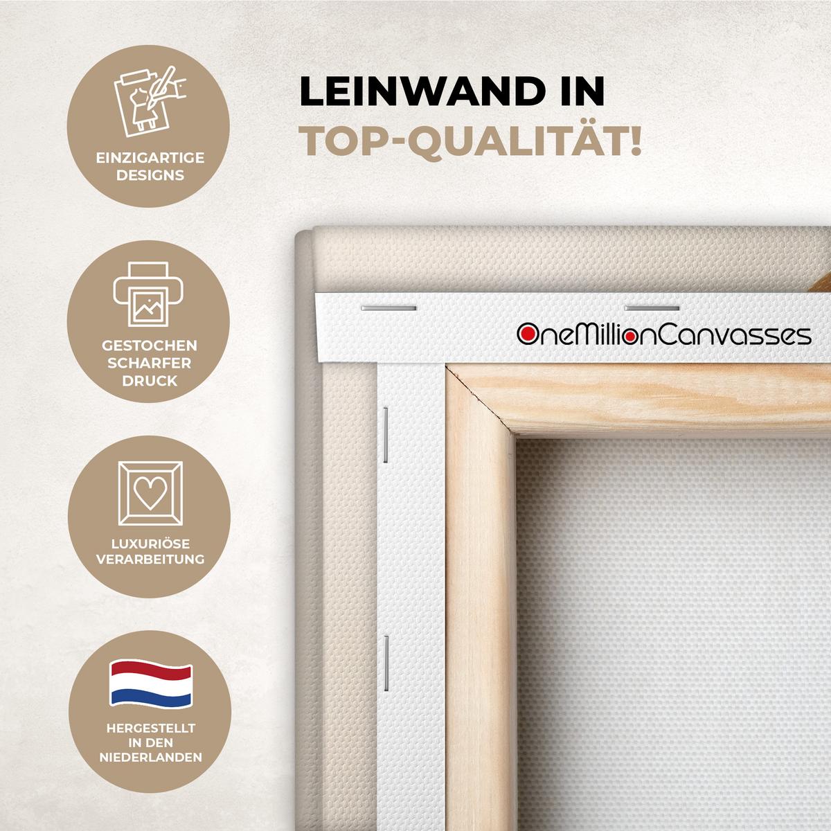 LEINWANDBILD Formen - Rund - Blätter - Beige Gemälde 60x40 cm - Rostfarben, Textil (60/40cm) - MuchoWow