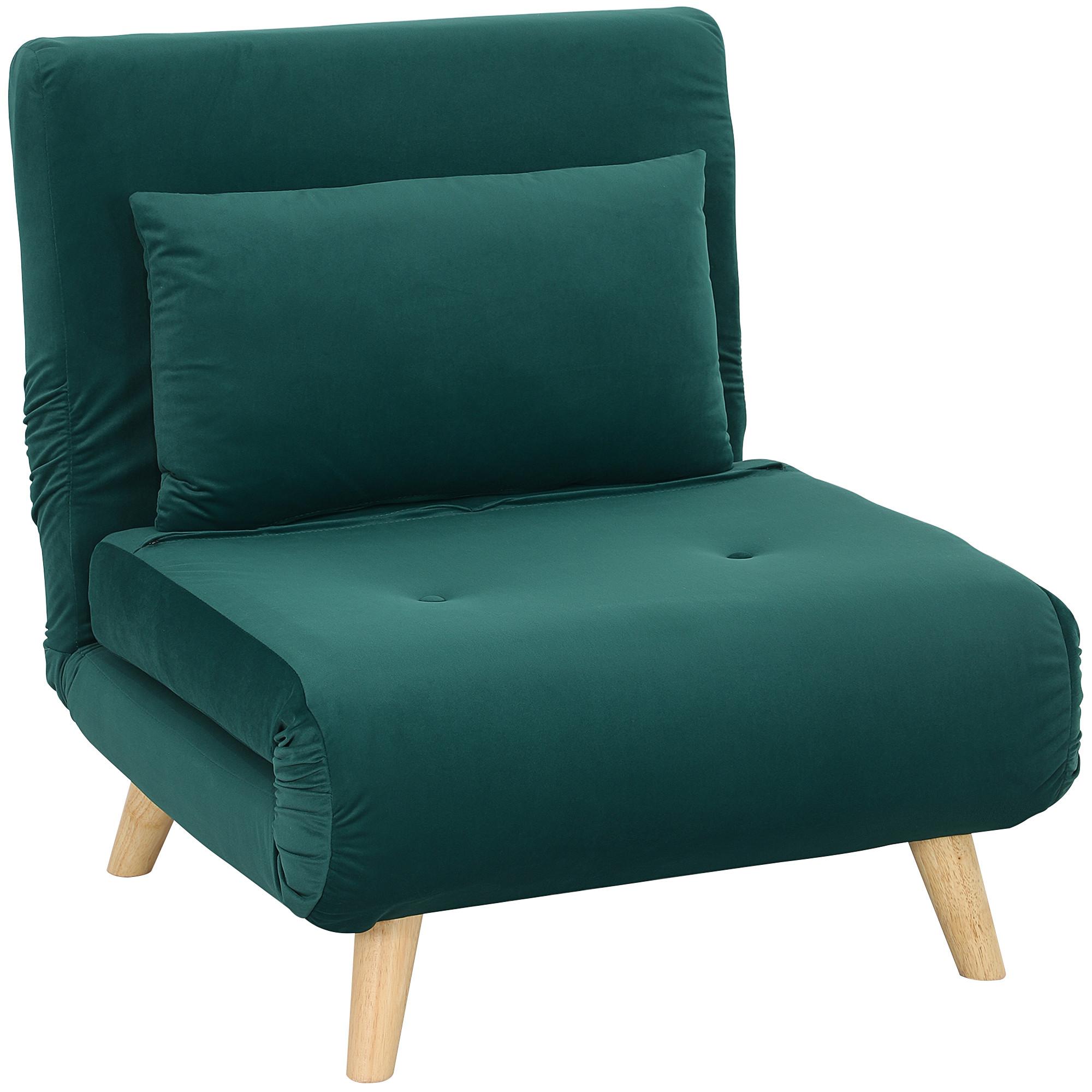 SCHLAFSESSEL, Klappsessel mit Bettfunktion, bis 120 kg belastbar, Dunkelgrün - Dunkelgrün/Naturfarben, Holz/Textil (78/79/72cm) - HOMCOM