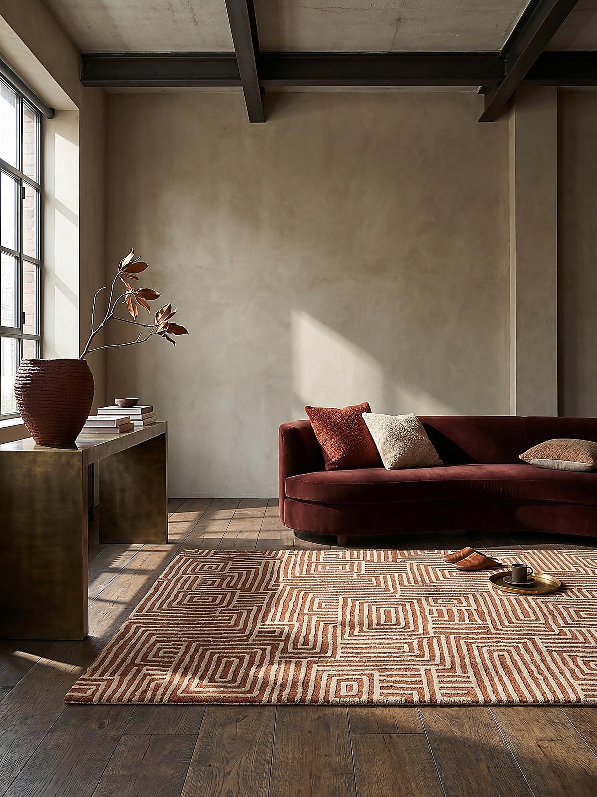 TEPPICH ARLEN, geometrisch, Terrakotta, 120 x 170 cm - Orange, Textil (170/120cm) - KADIMA DESIGN