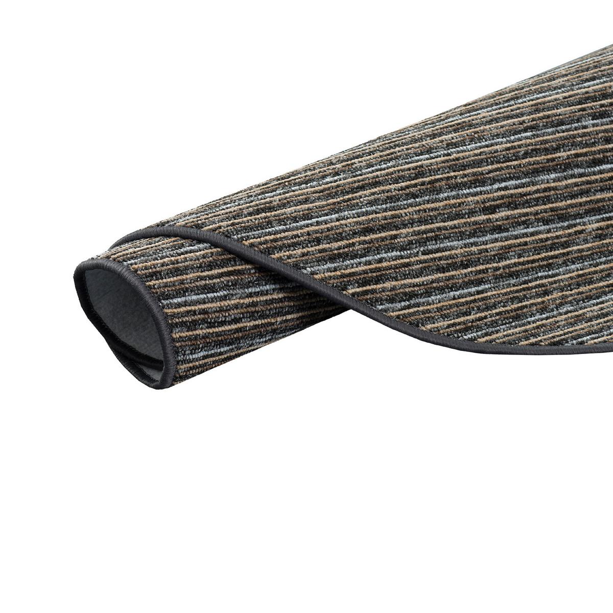 STREIFENBERBER TEPPICH MARTA RUND - Anthrazit, Textil (100/100cm) - Snapstyle