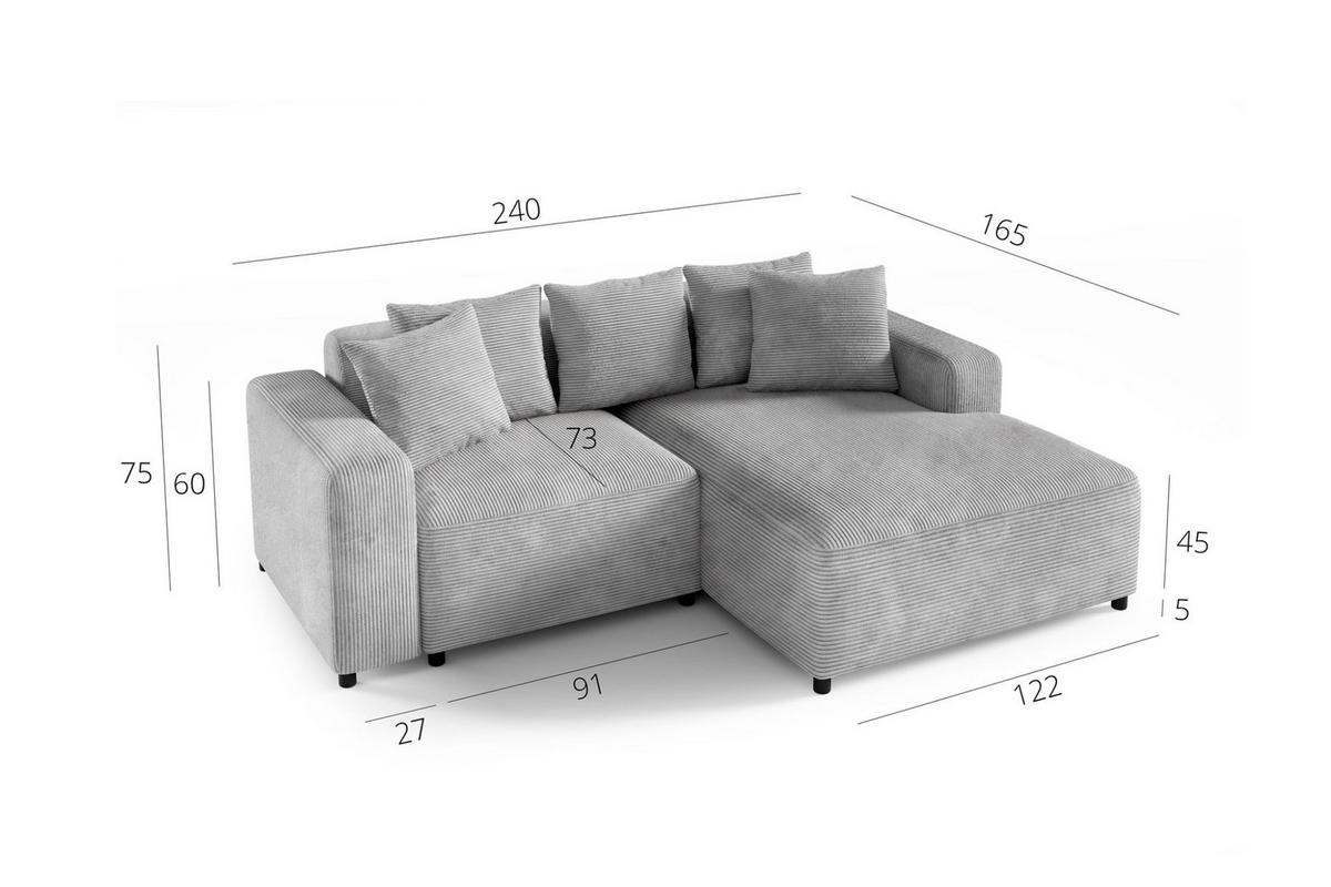 ECKSOFA Megan Xs In Salvador - Dunkelgrün, Holzwerkstoff/Textil (240/165cm) - Fun Möbel