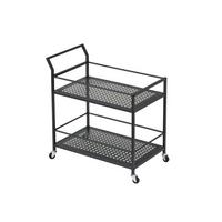 SERVIERWAGEN ALCUDIA, Eisen, mit Ablagen, mit Gitterstruktur, Schwarz, 79 x 45 x 83 cm - Schwarz, Metall (79/83/45cm) - KADIMA DESIGN
