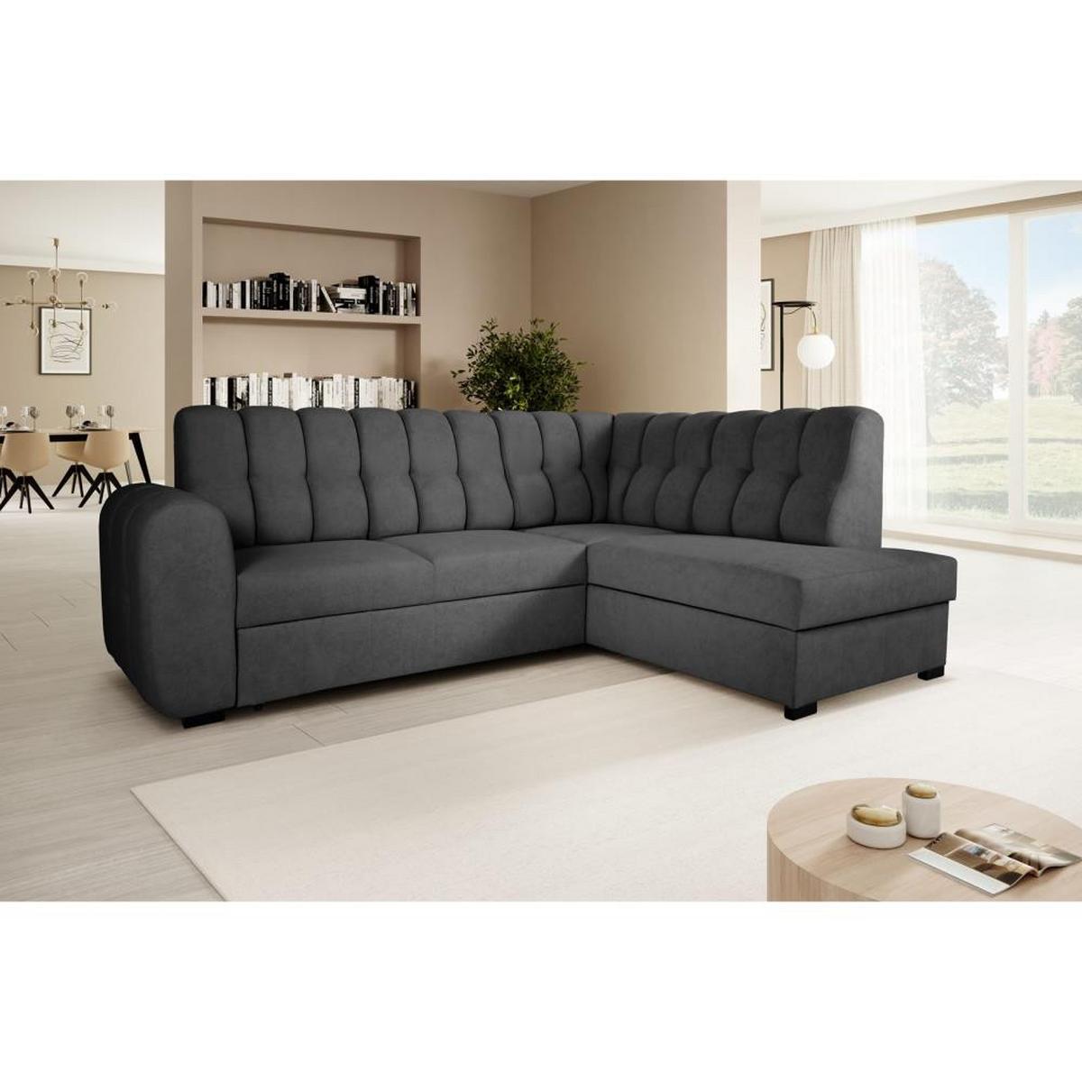 ECKSCHLAFSOFA Zoja rechts schwarz - Schwarz, Textil (261/193cm) - Beautysofa