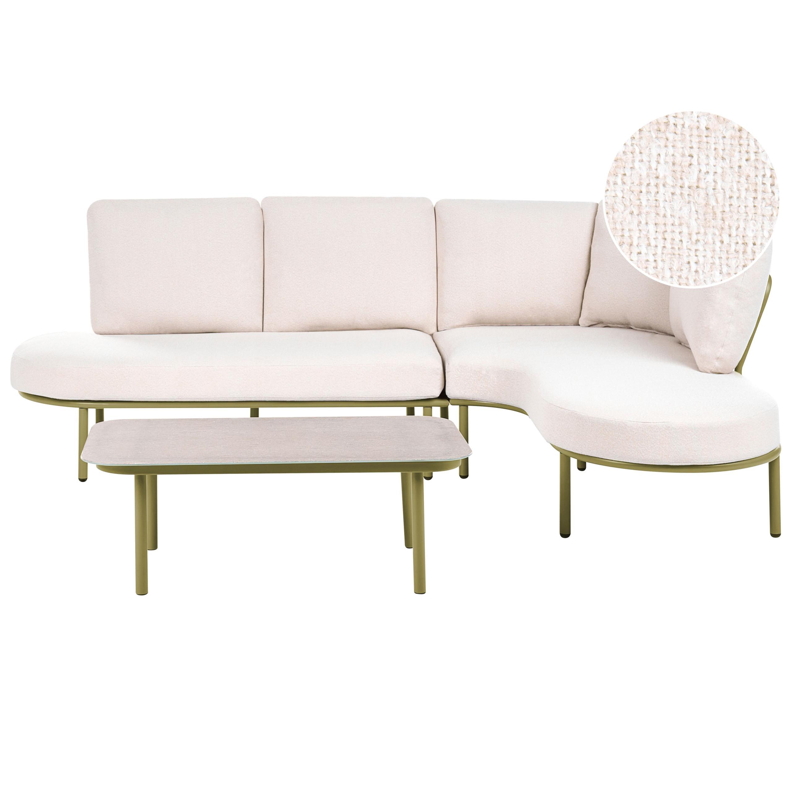 GARTENSOFA mit Tisch 4-Sitzer Metall Grün Pollina - Beige/Grün, Metall (238/77/162cm) - Beliani