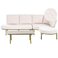 GARTENSOFA mit Tisch 4-Sitzer Metall Grün Pollina - Beige/Grün, Metall (238/77/162cm) - Beliani