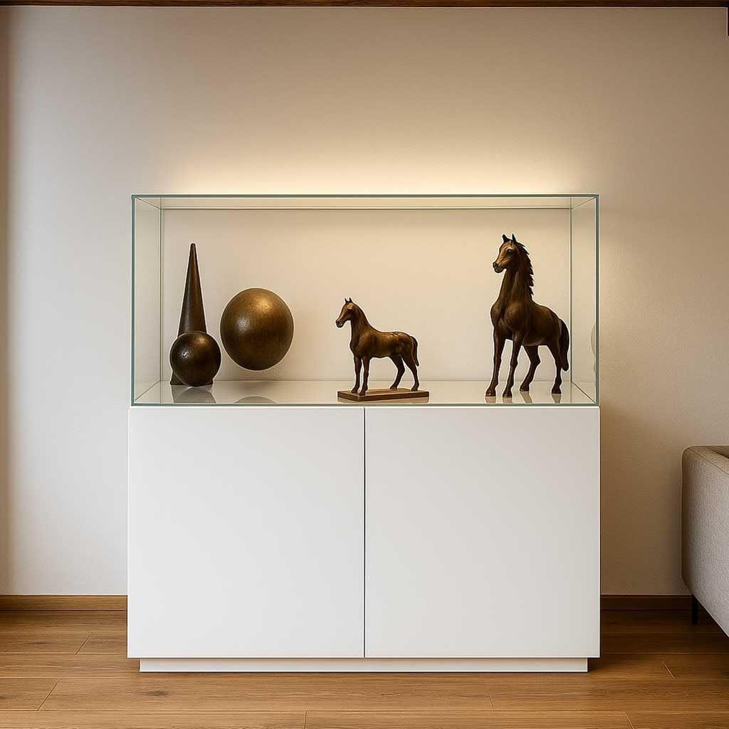 KUNSTVITRINE 36/125/37 cm mit Schiebetür & Schloss - Transparent, Glas (100/37/36cm) - K-Möbel