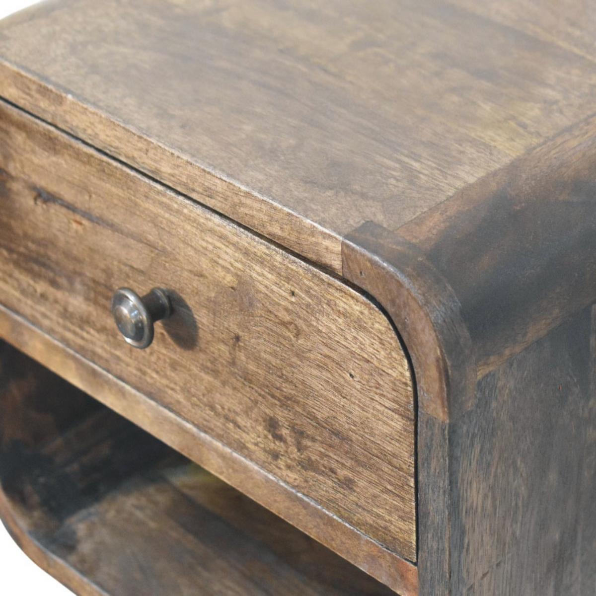 NACHTTISCH Abgerundet mit einer Schublade - Dunkelbraun/Messingfarben, Holz/Metall (30/25/25cm) - Artisan Furniture