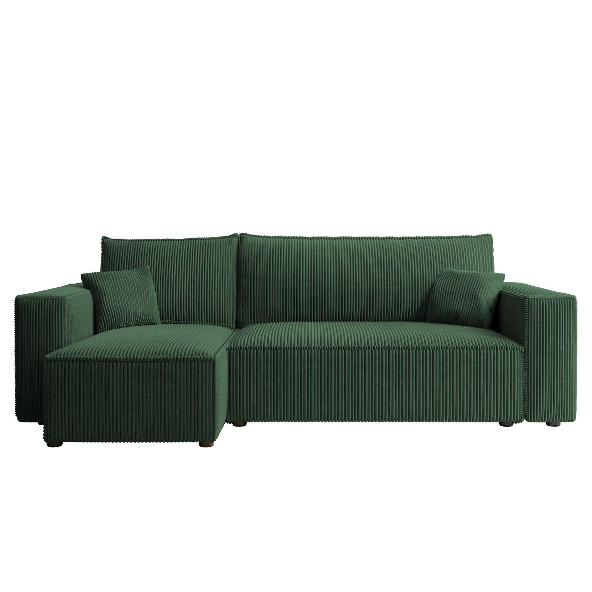 ECKSOFA Adara Mit Schlaffunktion - Grün, Holzwerkstoff/Textil (244/145cm) - Fun Möbel