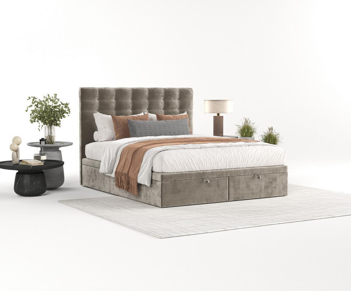 POLSTERBETT Callo mit Stauraum 160/200 cm Beige im Lotta Stoff - Beige/Schwarz, Holz/Holzwerkstoff (160/200cm) - AltaBeds
