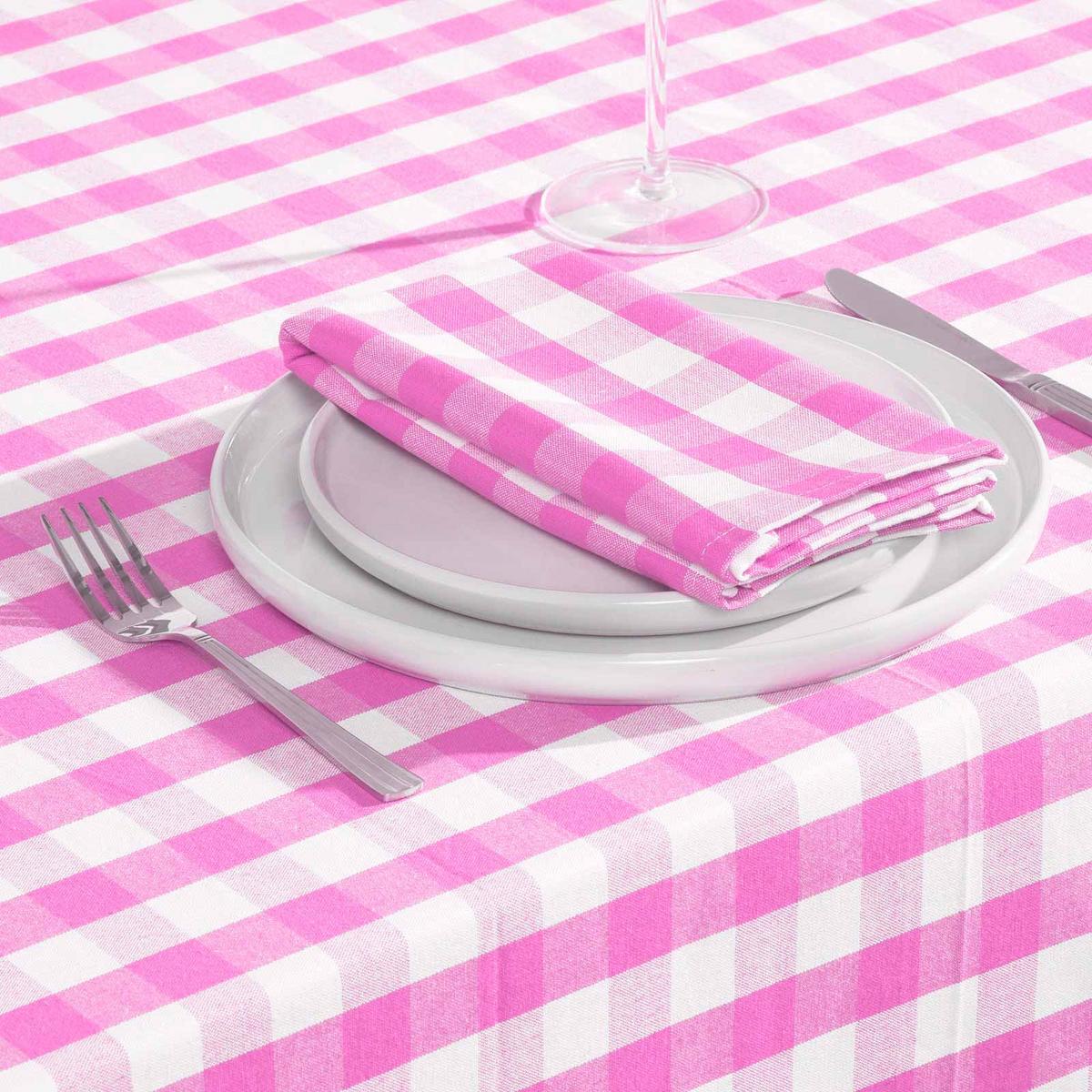 TISCHDECKE Vichy-Karo pink kariert, 137/178 cm - Pink, Textil (137/178cm) - Homescapes