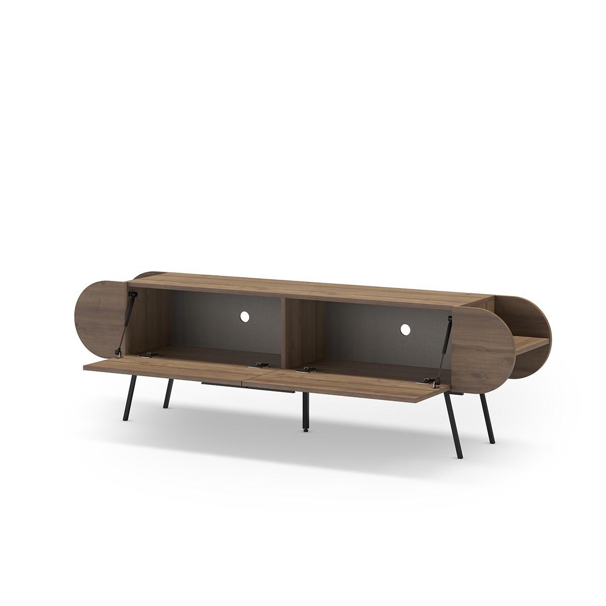 TV-MÖBEL 2 Türen mit Metallfüßen B194,5 cm - SALUSO - Nussbaumfarben, Holzwerkstoff (37.6/57.7/16cm) - Calicosy