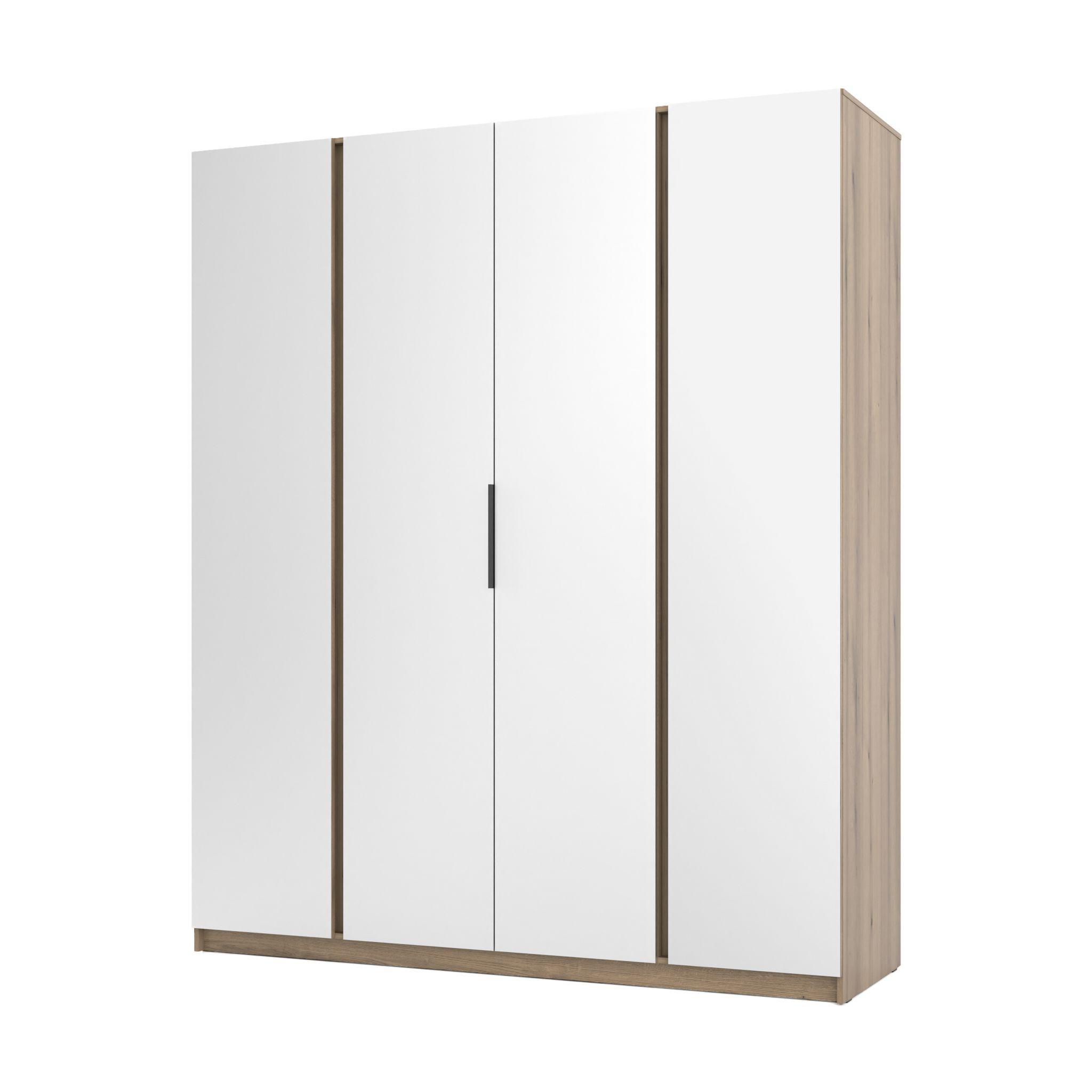 DREHTÜRENSCHRANK CAGLIARI 200/239/61,9cm 4-türig mit Spiegel Goldfarben - Goldfarben/Schwarz, Holzwerkstoff (200/239/61.9cm) - MASSENO