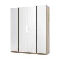 DREHTÜRENSCHRANK CAGLIARI 200/239/61,9cm 4-türig mit Spiegel Goldfarben - Goldfarben/Schwarz, Holzwerkstoff (200/239/61.9cm) - MASSENO