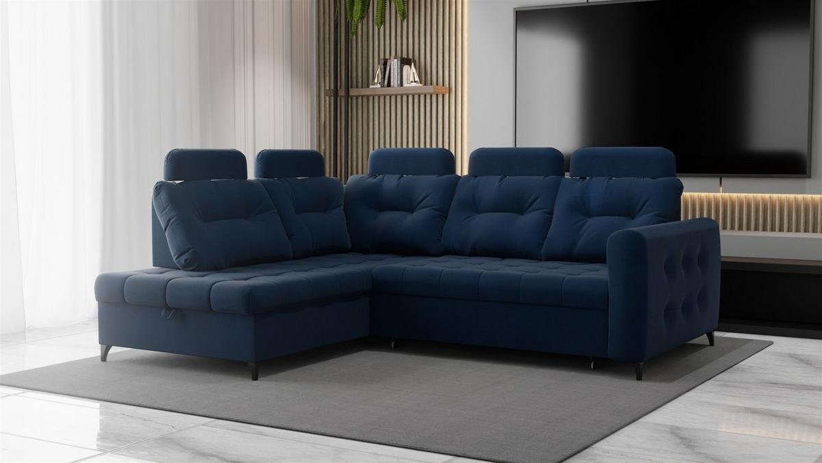 ECKSOFA Wendie - Dunkelblau, Holzwerkstoff/Textil (200/250cm) - Fun Möbel