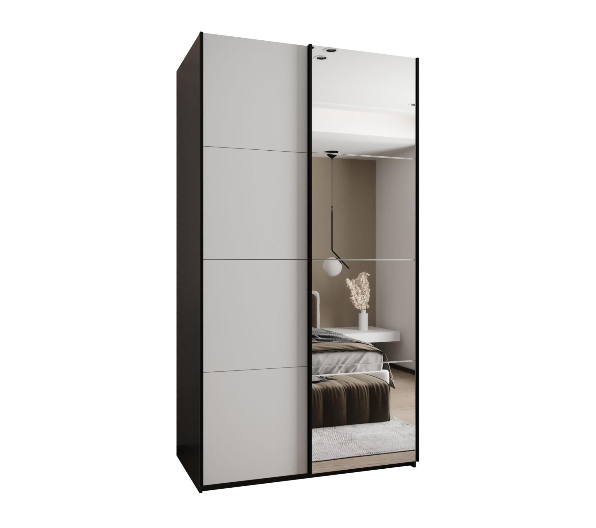 SCHWEBETÜRENSCHRANK 245,5/140/64 2-türig - Schwarz/Weiß, Holz/Metall (140/245/64cm) - Abiks Möbel