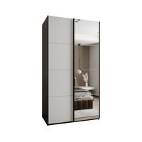 SCHWEBETÜRENSCHRANK 245,5/130/64 2-türig - Schwarz/Weiß, Holz/Metall (130/245/64cm) - Abiks Möbel