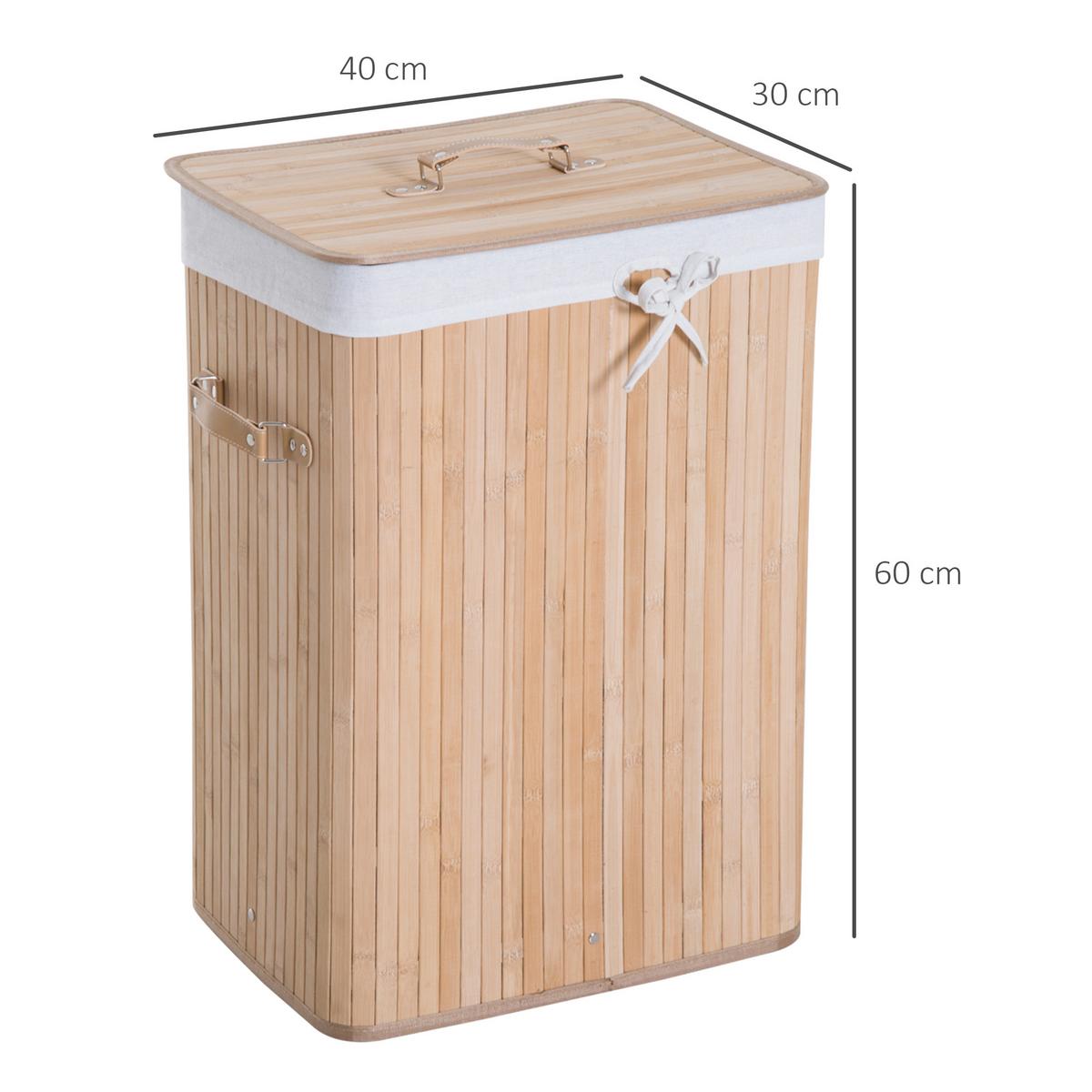 WÄSCHEKORB, Bambus, Natur - Naturfarben, Naturmaterialien (30/60/40cm) - HOMCOM