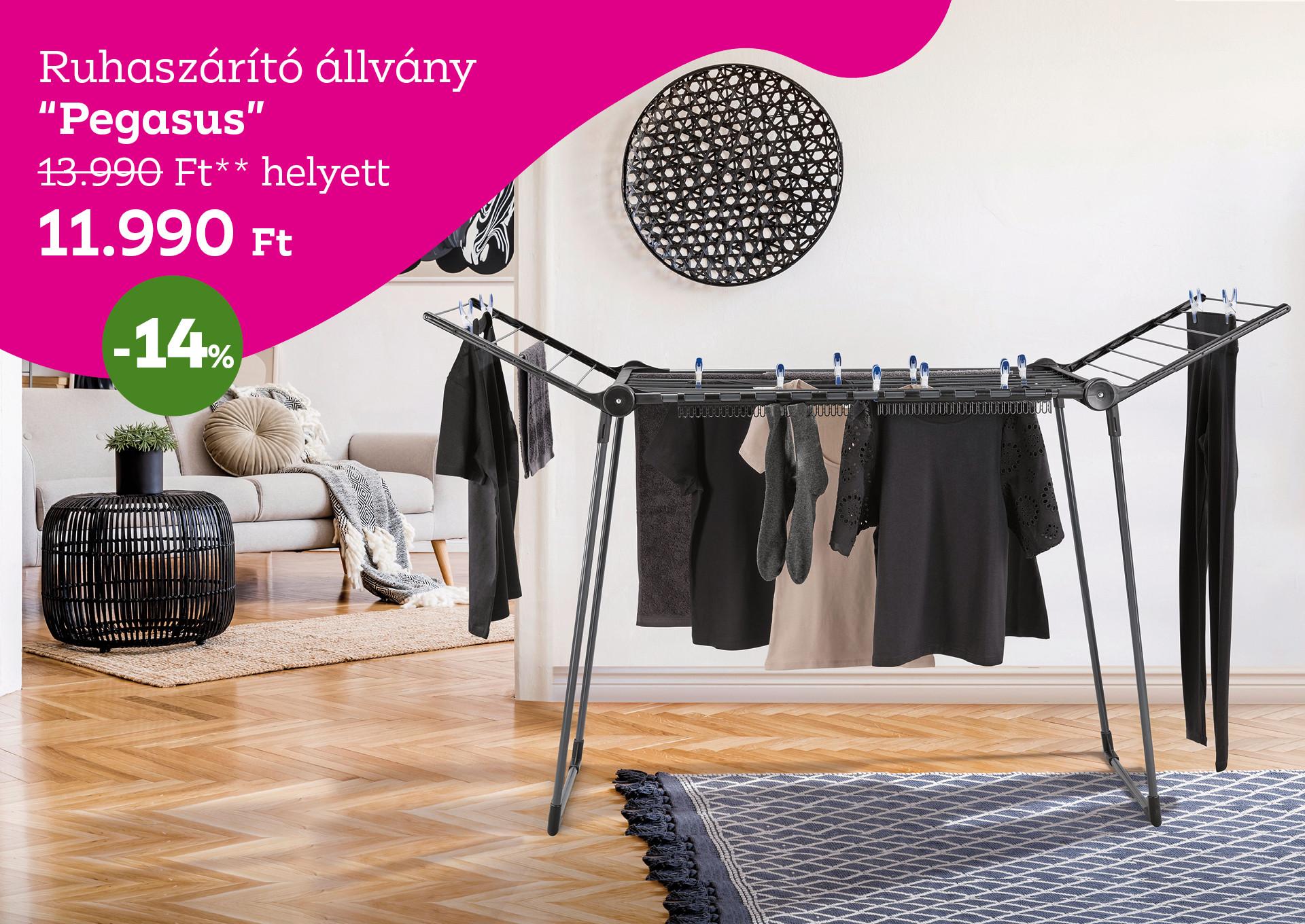 Ruhaszárító állvány PEGASUS 13990 Forint helyett 11990 Forint, kedvezmény mértéke 14%