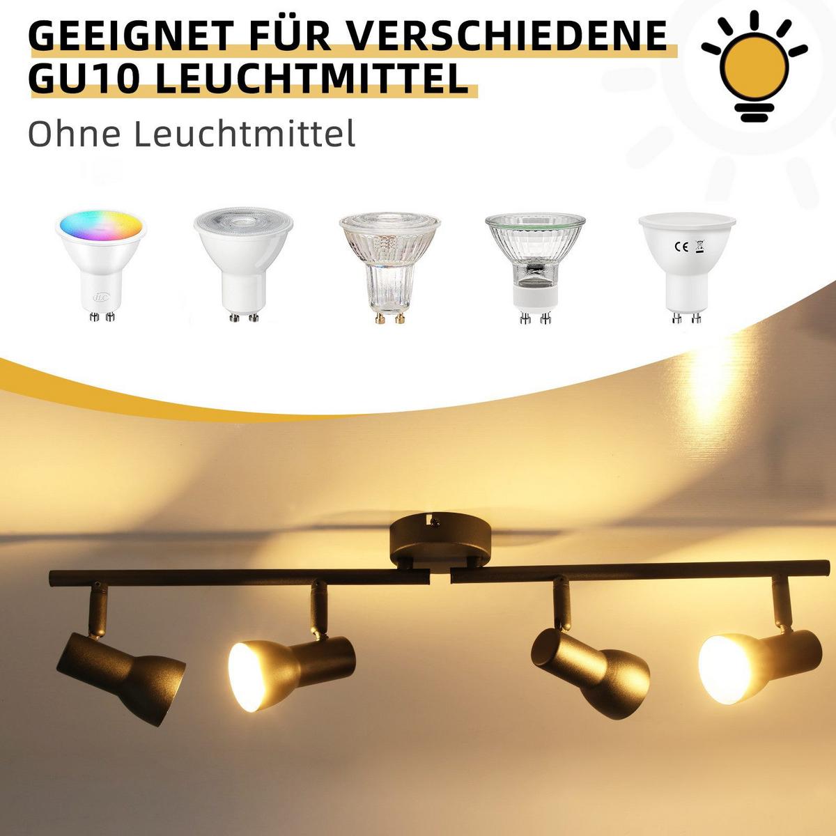 DECKENSTRAHLER Wärmeflügel 4-flammig 60.5/8/16.5cm - Schwarz, Metall (60.5/8/16.5cm) - Nettlife