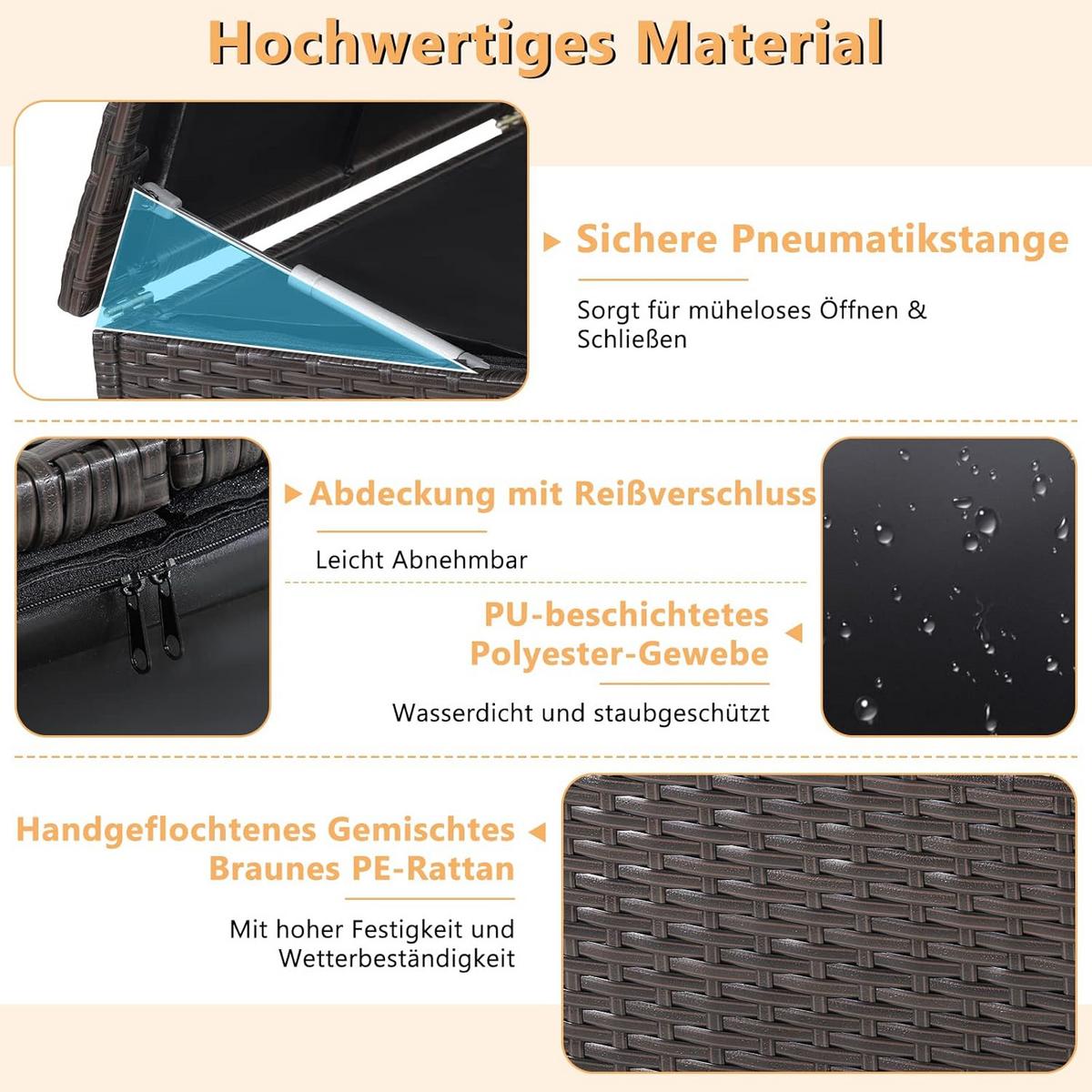 GARTENBOX Braun - Braun, Kunststoff (150/73/77cm) - COSTWAY
