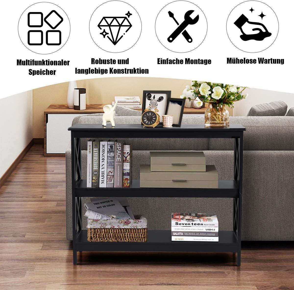 KONSOLENTISCH 80cm Schwarz - Schwarz, Holz (30/100/80cm) - COSTWAY