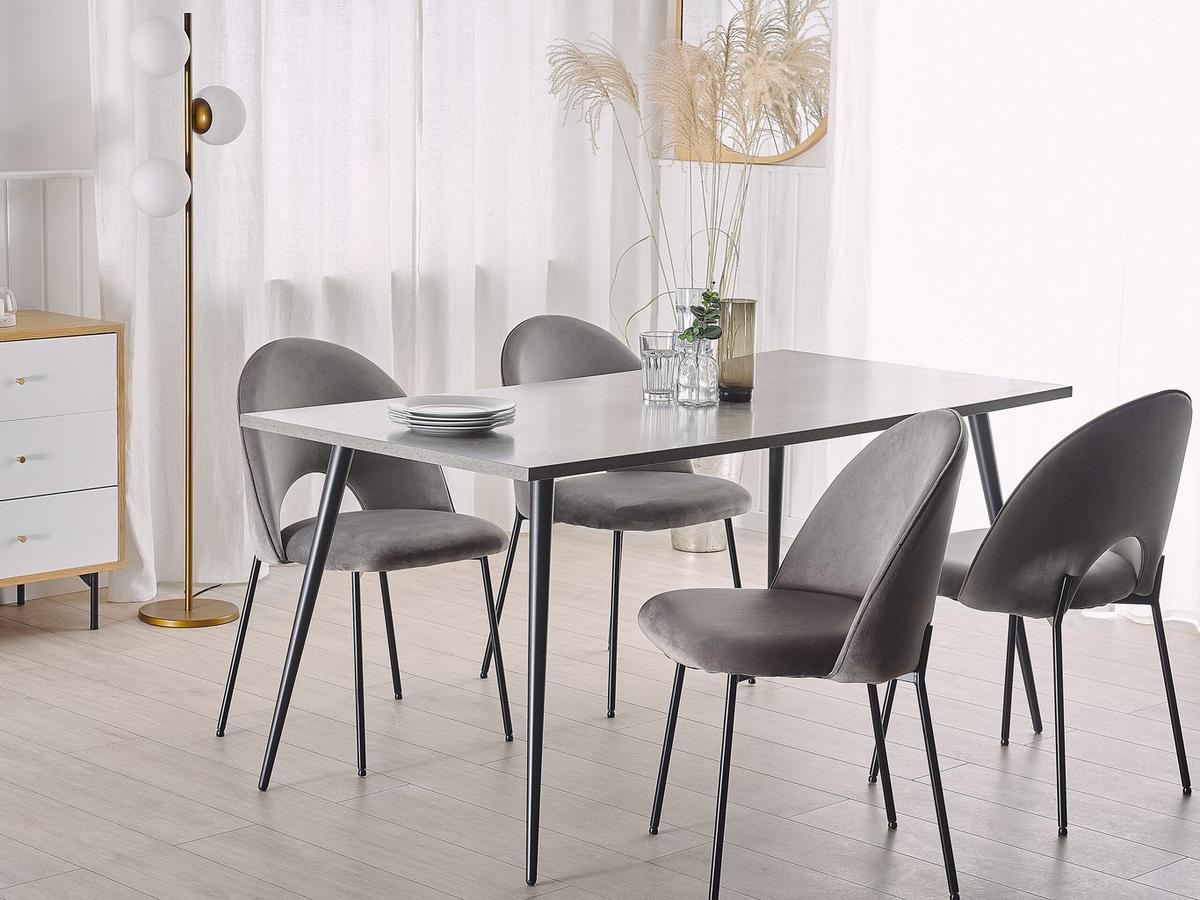 ESSTISCH 160/80/76 cm Hellgrau Rechteckig Santiago - Grau, Holzwerkstoff (160/80/76cm) - Beliani