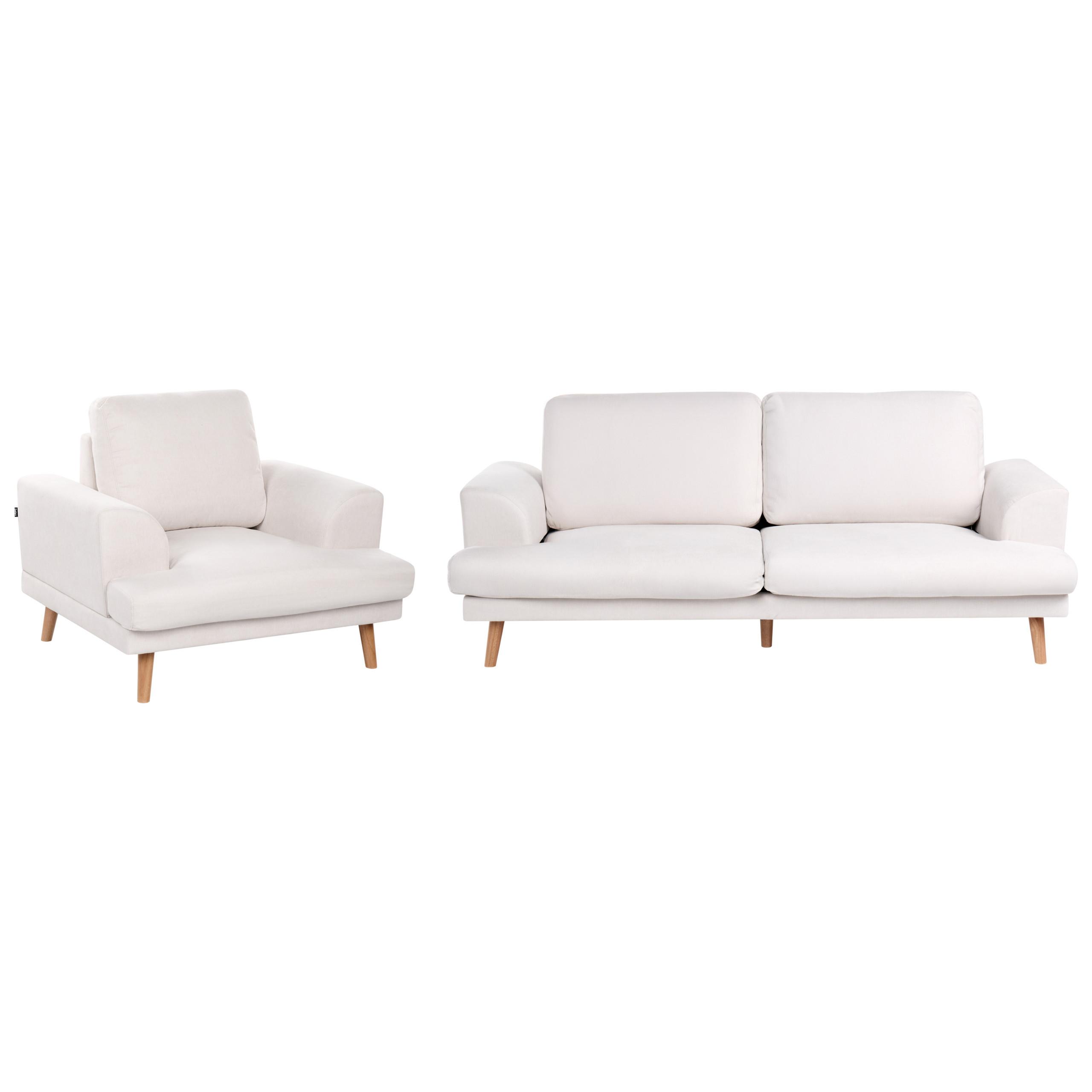 SOFA-SET 4-Sitzer Stoff Hellbeige Kildal - Beige, Textil (280/90/96cm) - Beliani