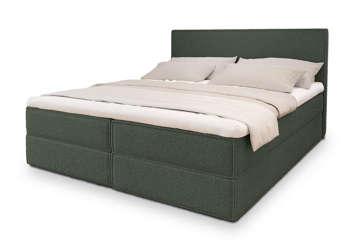 BOXBETT PELLIO 180x200 cm mit Matratze und Topper - Grün - Grün, Holz (180/200cm) - MASSENO