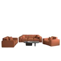 SOFASET Celes Premium 3-2-1 In Ascot - Kupferfarben, Holzwerkstoff/Textil (225/73/88cm) - Fun Möbel