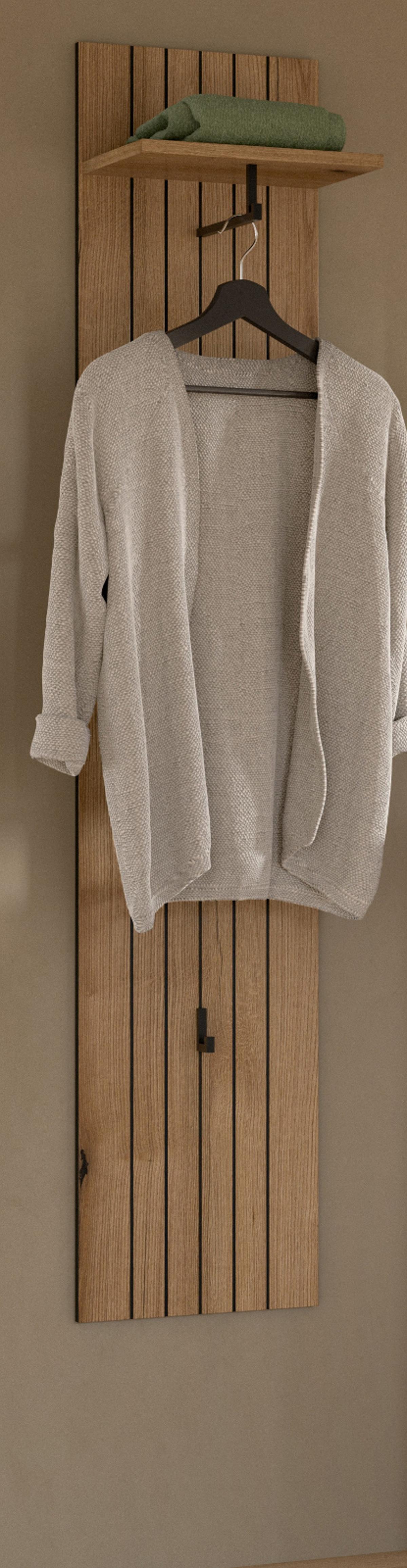 GARDEROBENPANEEL Evoke Eiche 31 x 160 cm, Wandgarderobe mit Kleiderstange - Eiche Artisan, Glas/Holzwerkstoff (31/160/27cm) - Inn.Furn