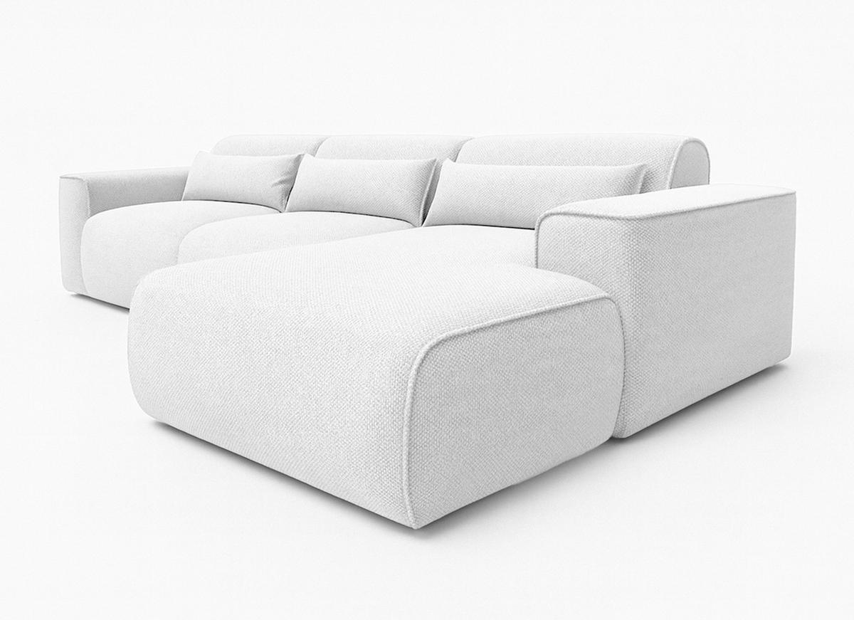 ECKSOFA L Form Ruyam Perlweiß 310/165/78 cm – Schlaffunktion Rechts - Schwarz/Weiß, Kunststoff/Textil (310/170cm) - AX Living