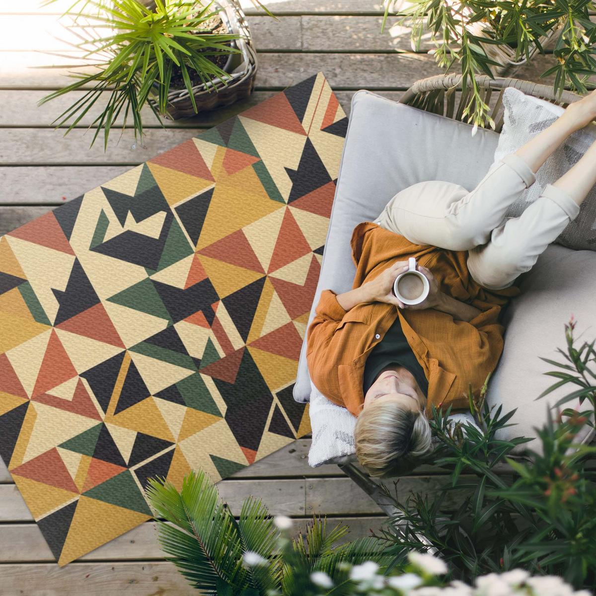 TEPPICH 100x150 cm Bunte Abstrakte Geometrie - Currygelb, Kunststoff (100/150cm) - Wallfluent