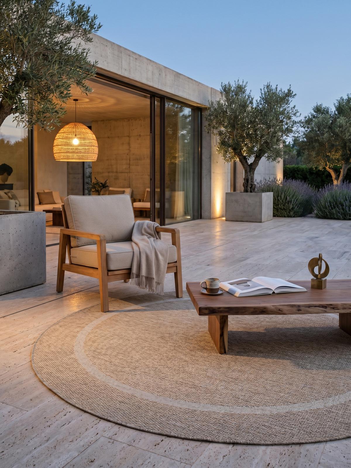 TEPPICH Outdoor ALSTER in Beige, einfarbig, Ø 160 cm - Beige, Textil (160/160cm) - KADIMA DESIGN