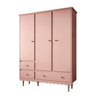 KINDERKLEIDERSCHRANK BABUSHKA – Dreitürig, Natürlich Rosa - Rosa, Holzwerkstoff (154/203/50cm)