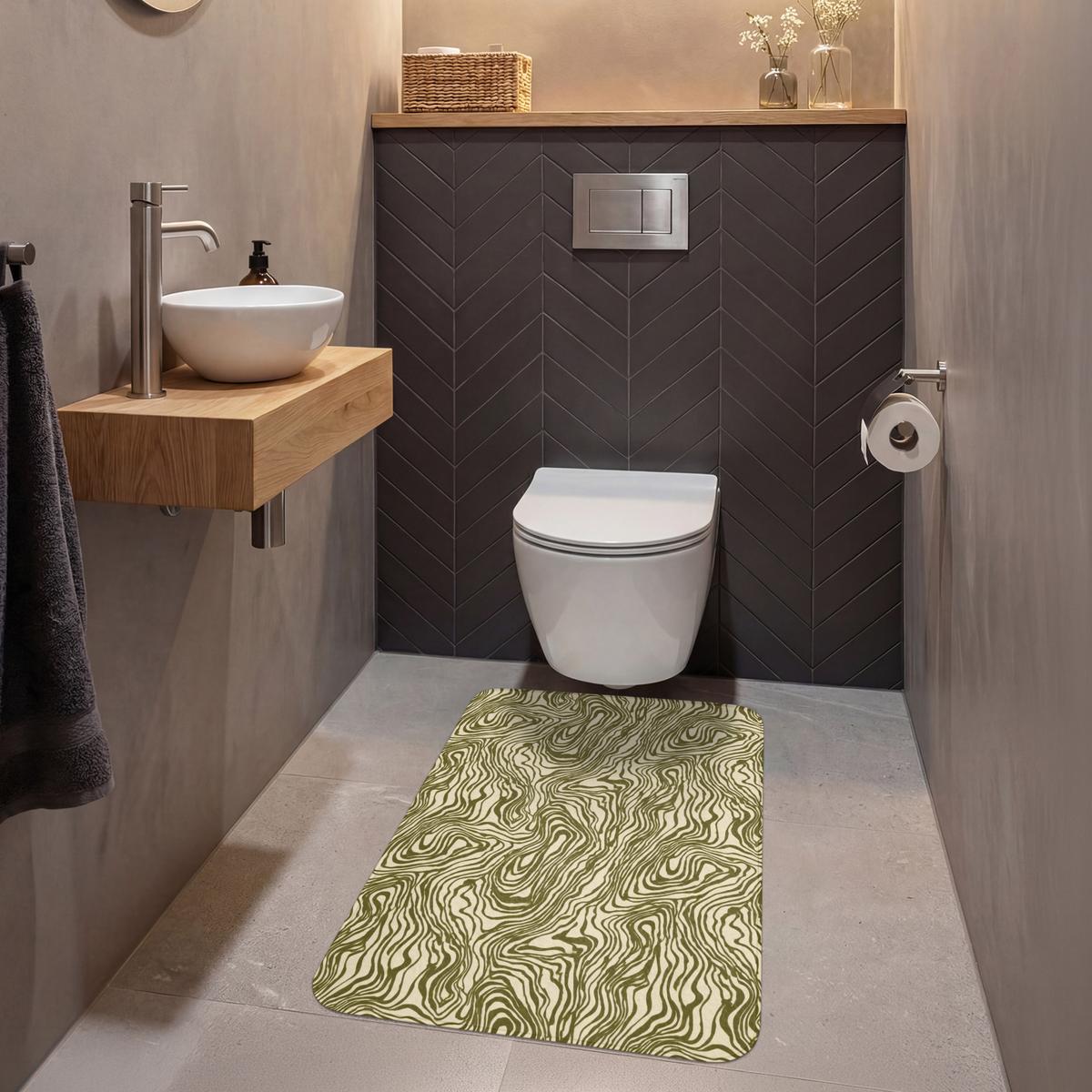 WC-VORLEGER Abstrakt - Marmor - Grün Toilettenvorleger 60x90 cm - Dunkelgrün, Textil (60/1cm) - OnlyWow