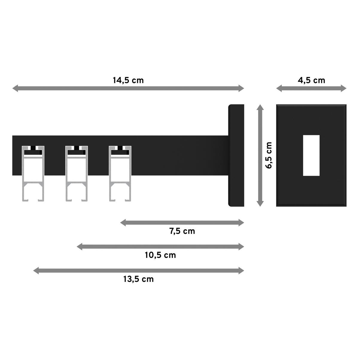 GARDINENSTANGE INNENLAUF Smartline Paxo 420 cm (geteilt in 3 x 140 cm), 3-läufig, 14x35 mm Schwarz - Schwarz, Metall (420cm) - INTERDECO