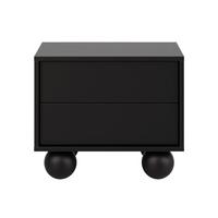 NACHTTISCH Adel mit 2 Schubladen und runden Füßen, 54 cm, Griffloss, Schwarz - Schwarz, Holzwerkstoff (54/35/38cm) - Beautysofa