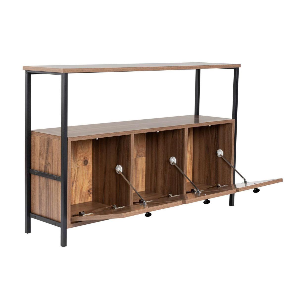 SIDEBOARD mit 3 Türen und 1 oberer Ablagefläche 120/29,5/77 cm - Schwarz, Holzwerkstoff (29.5/77/20.5cm) - Calicosy