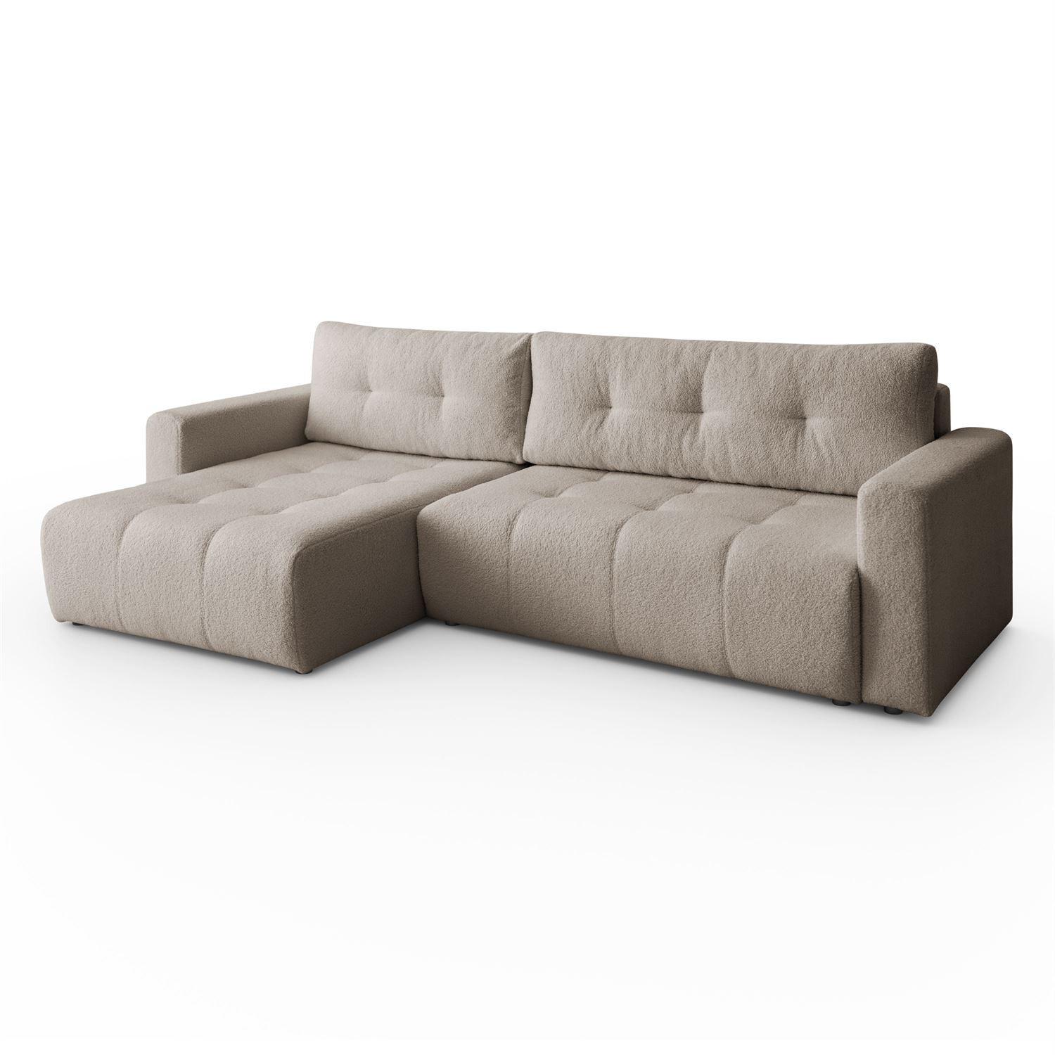 ECKSOFA ASTON mit Schlaffunktion und Bettkasten - Beige, Textil (261/143cm) - Lookway