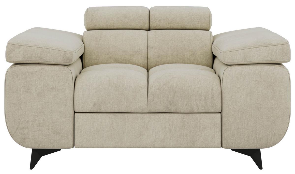 SESSEL NIDELLO - Beige Velvet - Beige/Schwarz, Textil/Metall (130/70/97cm) - MKS