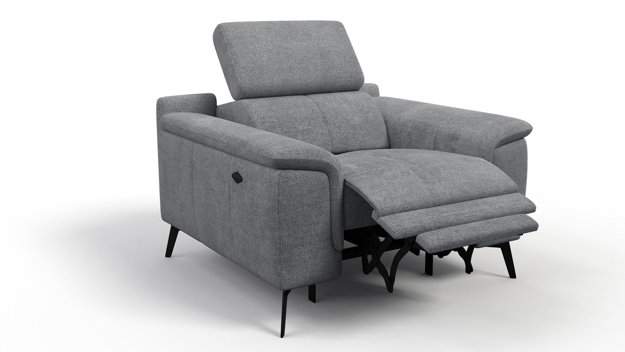 SESSEL FIERO mit Relaxfunktion, grau - Schwarz/Grau, Holzwerkstoff/Textil (114/82/103cm) - Wozimo