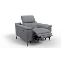 SESSEL FIERO mit Relaxfunktion, grau - Schwarz/Grau, Holzwerkstoff/Textil (114/82/103cm) - Wozimo