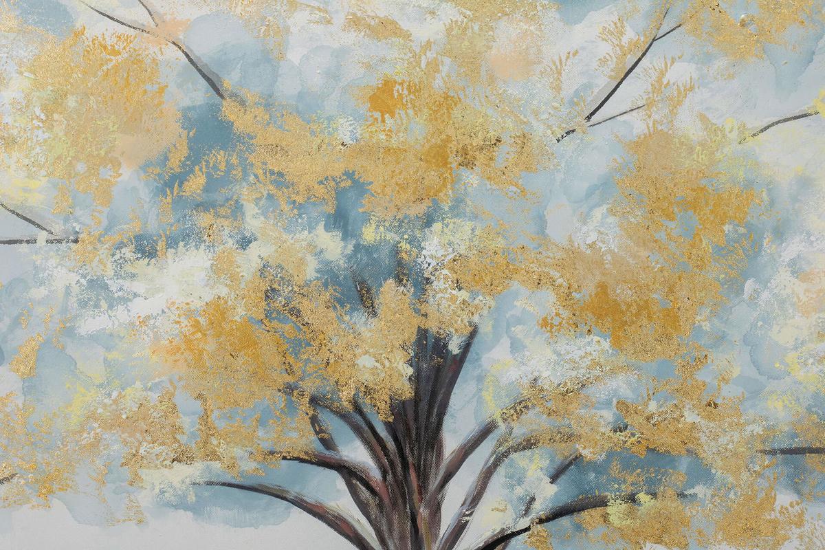 ACRYLBILD HANDGEMALT 100/75 cm - Türkis/Goldfarben, Holz/Textil (100/75cm) - KUNSTLOFT