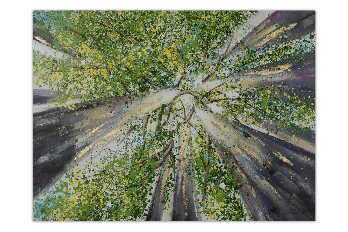 ACRYLBILD HANDGEMALT 100/75 cm - Braun/Grün, Holz/Textil (100/75cm) - KUNSTLOFT