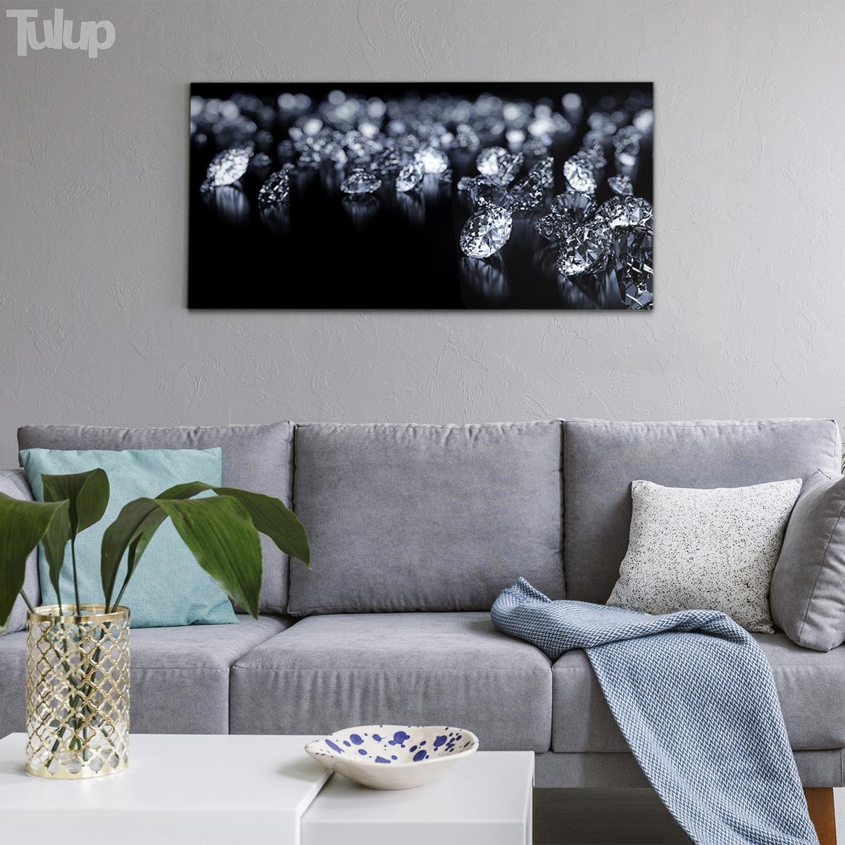 GLASBILD 140x70 cm Edelsteine - Schwarz, Glas (140/70cm) - TULUP