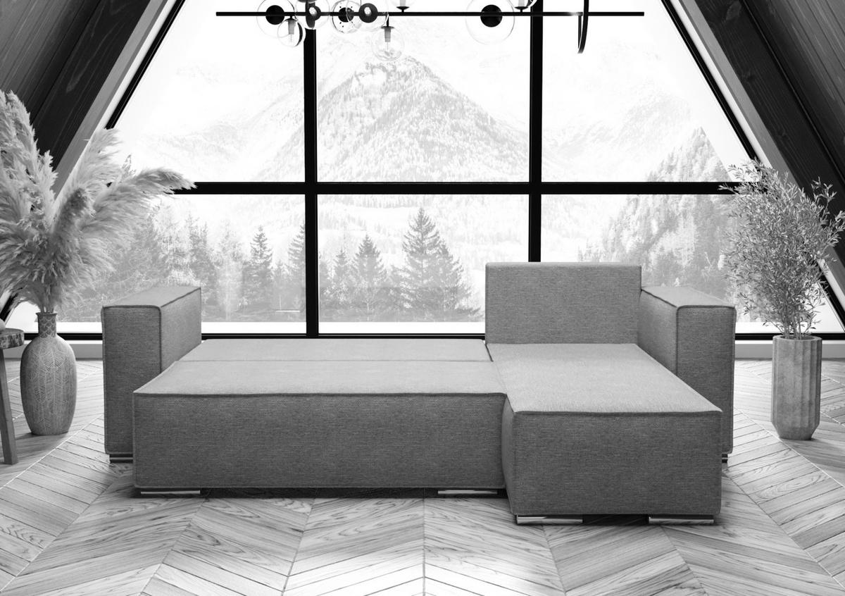 ECKSOFA L Form Vinoria Bordeaux 255/180/82 cm Rechts mit Schlaffunktion - Chromfarben/Bordeaux, Textil/Metall (255/180cm) - AX Living