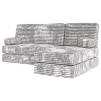ECKSOFA NOTIA modulares Boneless Sofa mit Schlaffunktion Hellgrau Cordstoff - Grau, Textil (200/120cm) - MASSENO