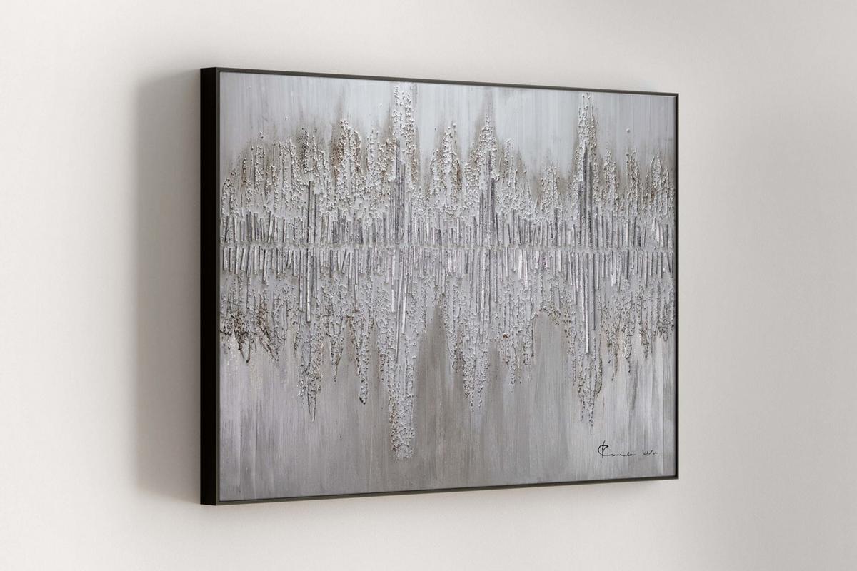 ACRYLBILD HANDGEMALT 90/60 cm - Silberfarben/Grau, Holz/Textil (90/60cm) - KUNSTLOFT