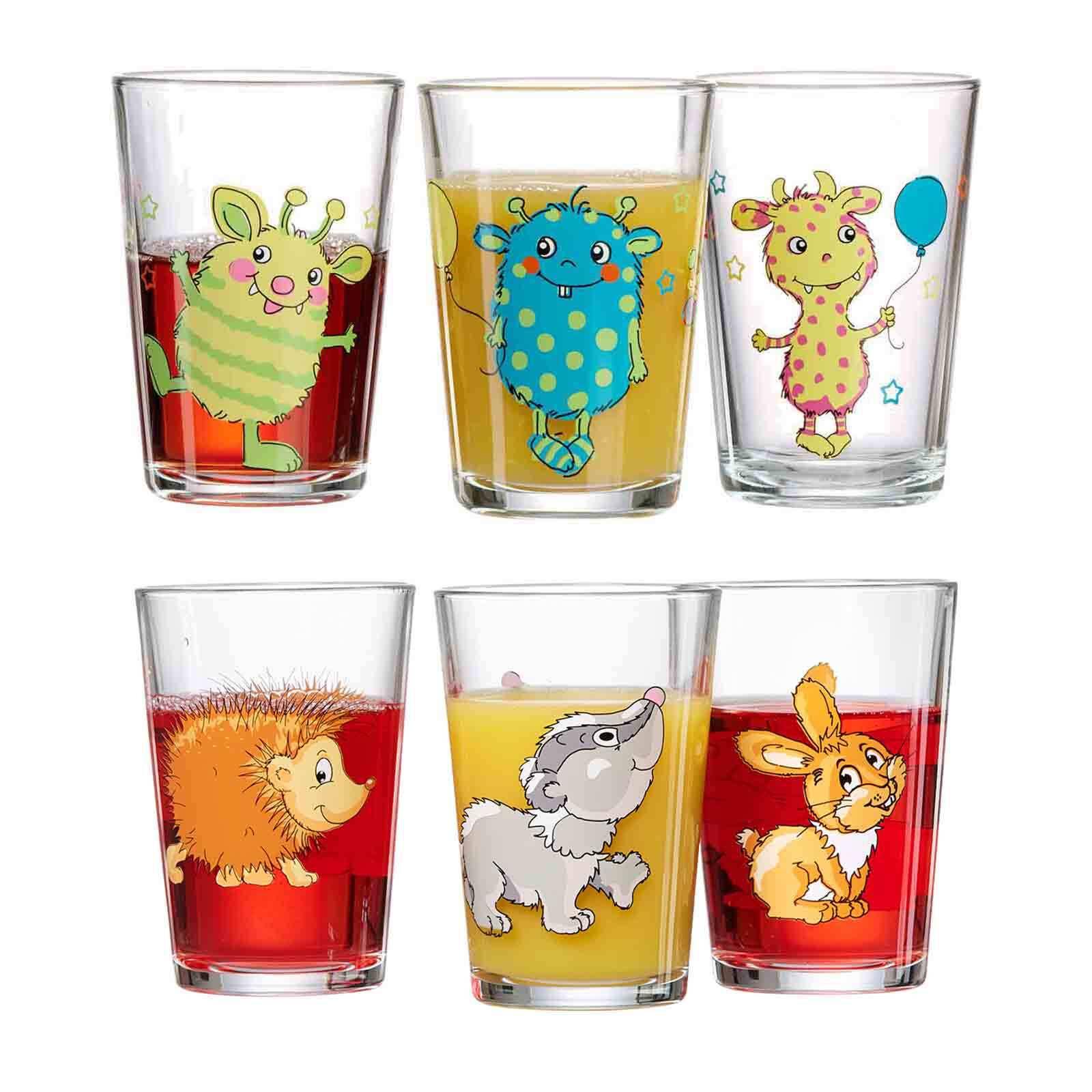 KINDERGLÄSER Monsterchen Waldtiere bunt 205 ml 6er Set - Multicolor, Glas (0.205L) - Ritzenhoff Breker