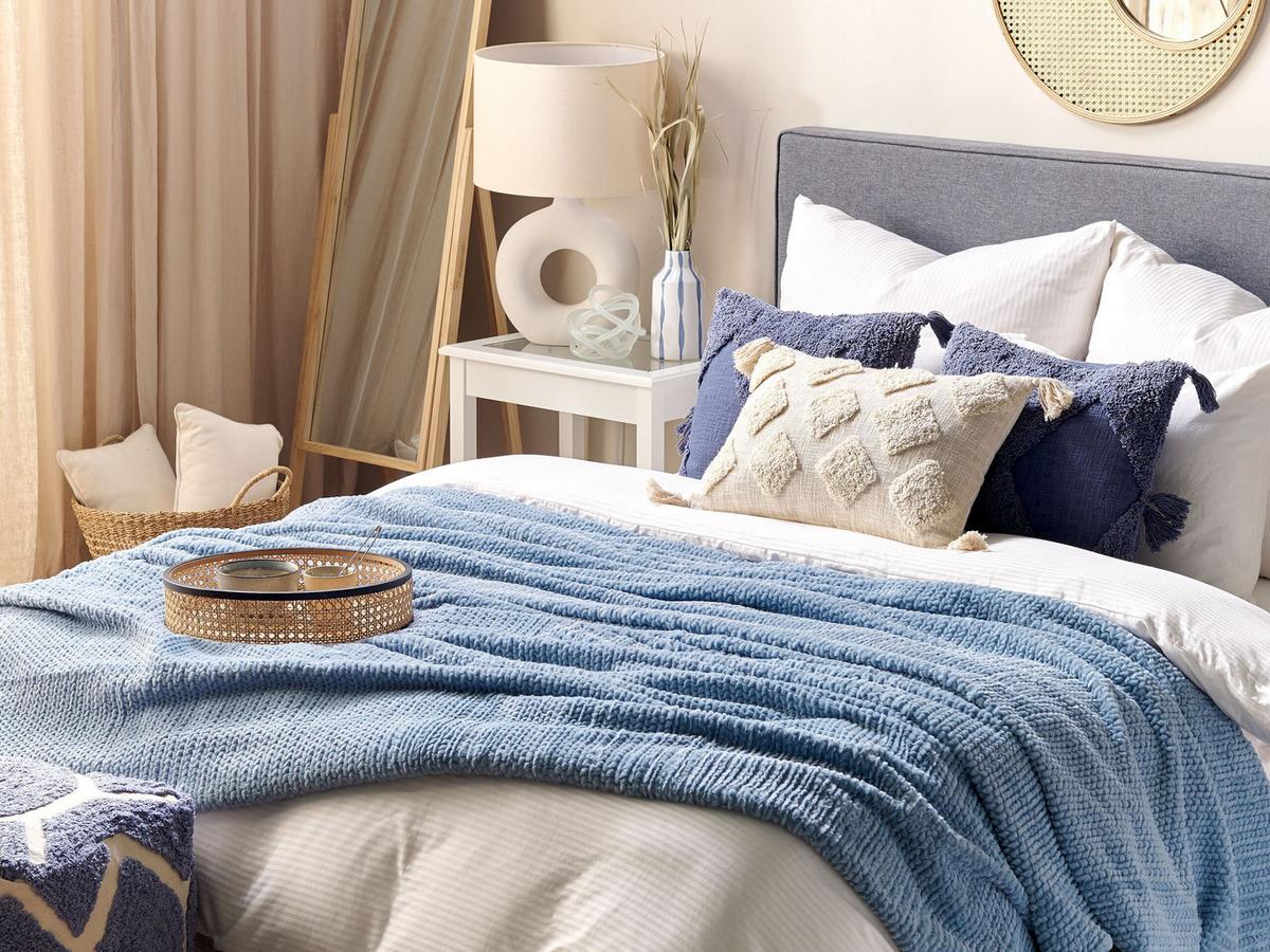 DECKE Blau Bjas 150/200 cm - Blau, Textil (150/200cm) - Beliani